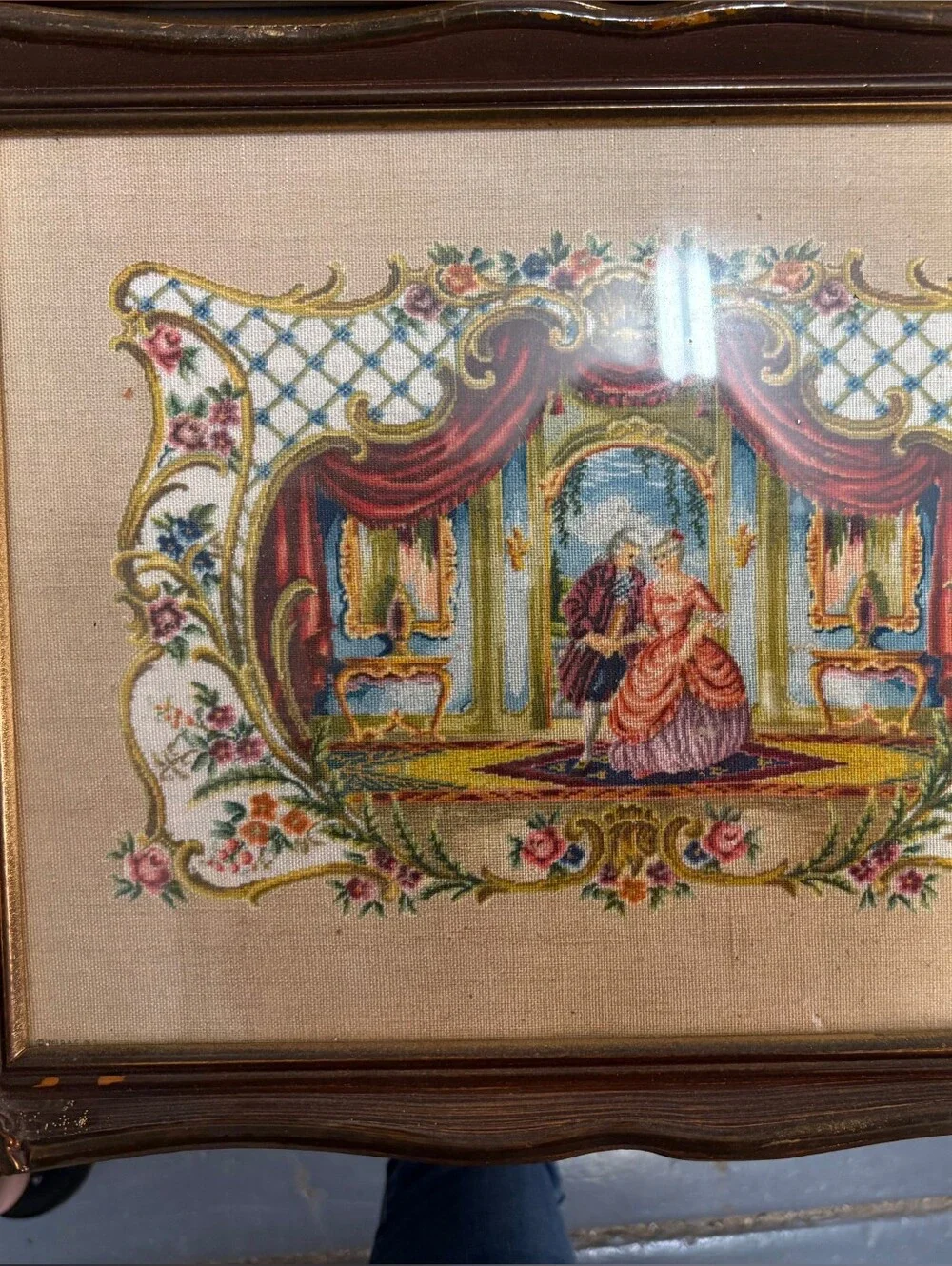 Set of 4 Framed Vintage Tapestry Prints in Gold Frames - Multicolor